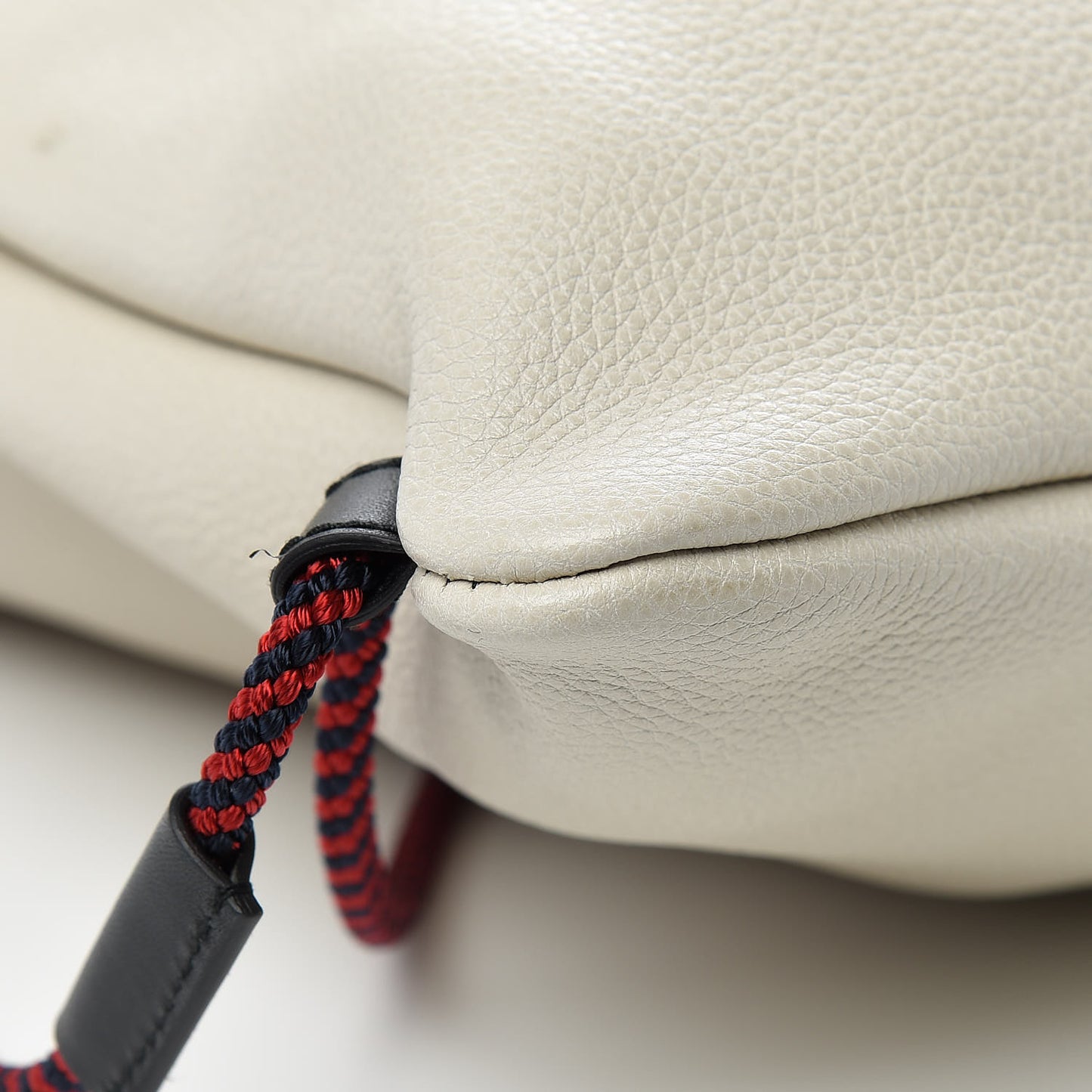 Calfskin Logo Drawstring Backpack Mystic White