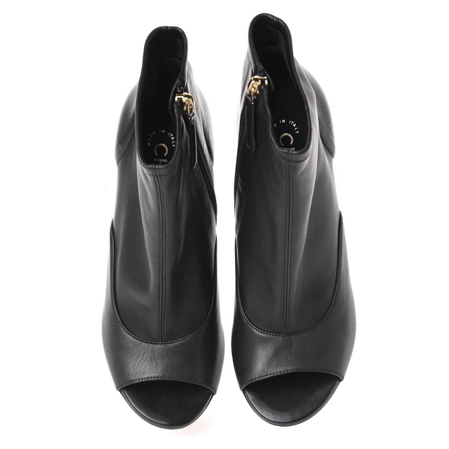 Chanel Lambskin Peep Toe Short Ankle Boots 38 Black 5 of 11