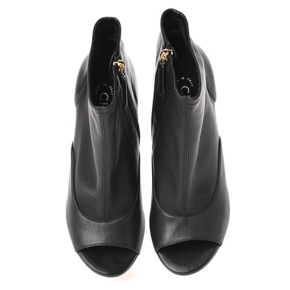 Chanel Lambskin Peep Toe Short Ankle Boots 38 Black 5 of 11