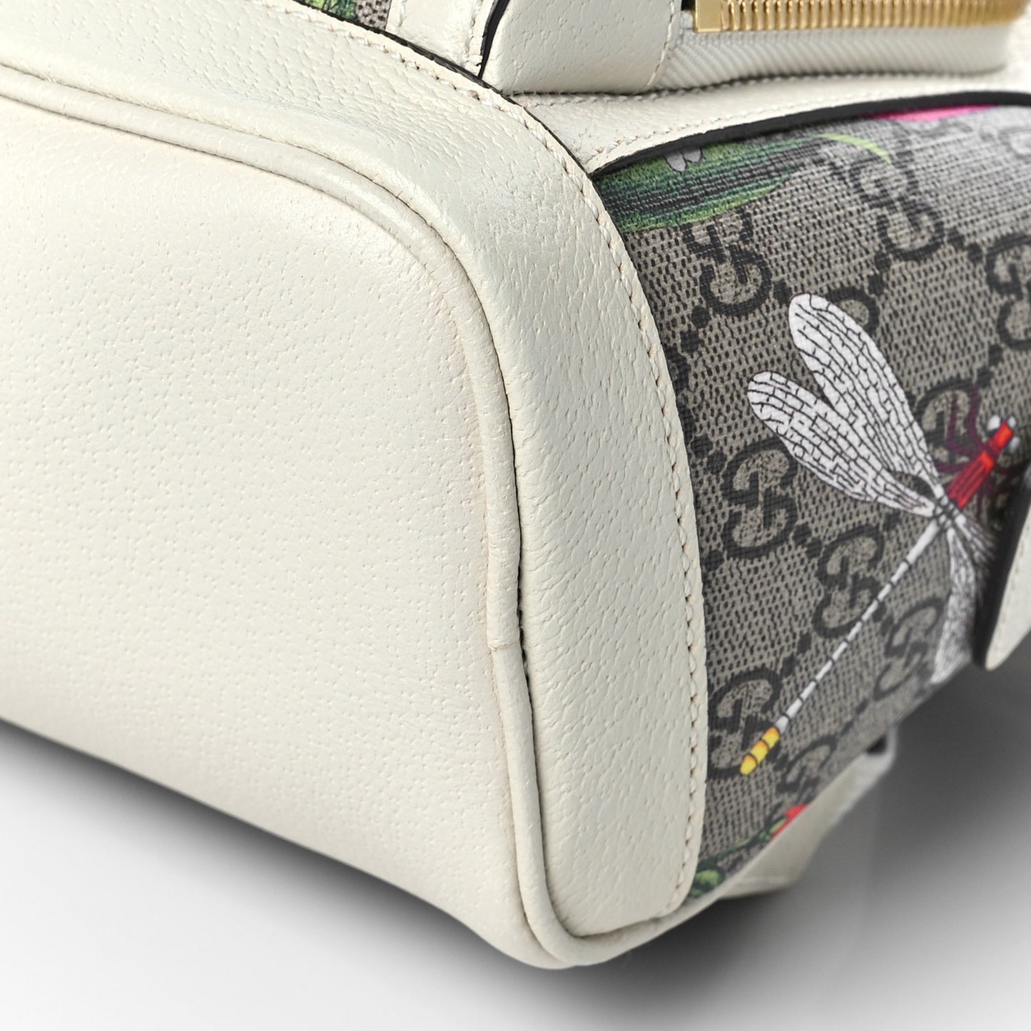GG Supreme Monogram Flora Web Small Ophidia Day Backpack White