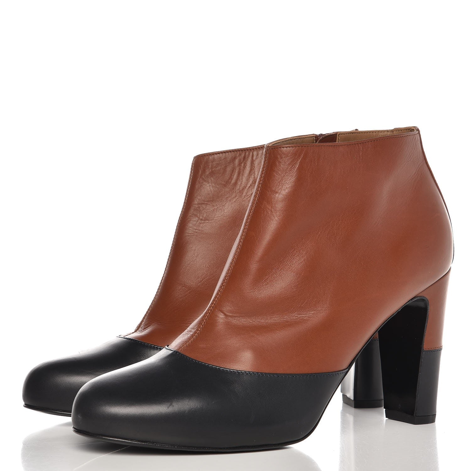Hermes Calfskin Detail Boots 41 Cognac Bleu Nuit 2 of 10