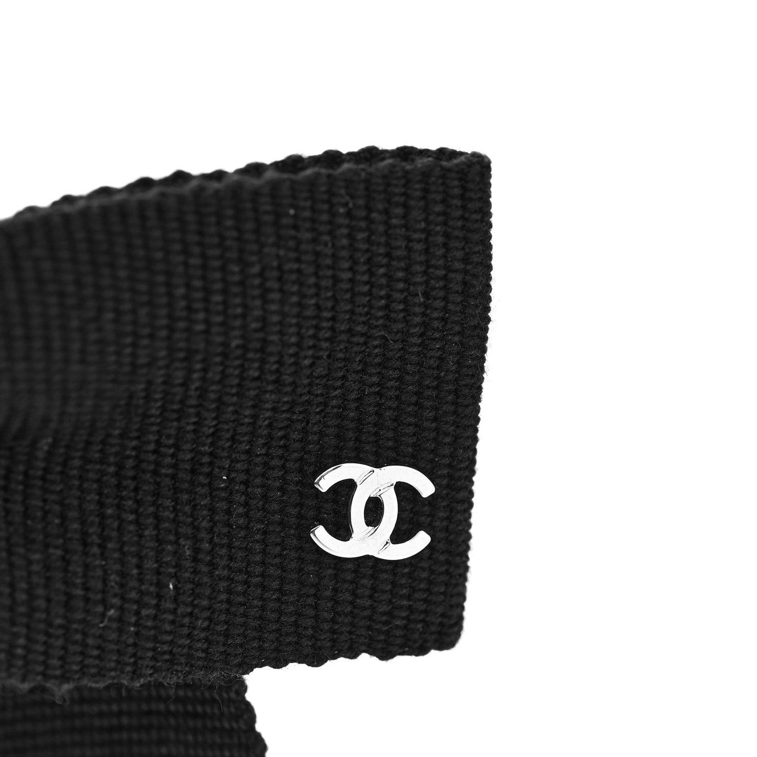 Chanel Grosgrain Bow CC Hair Clip Black 3 of 4