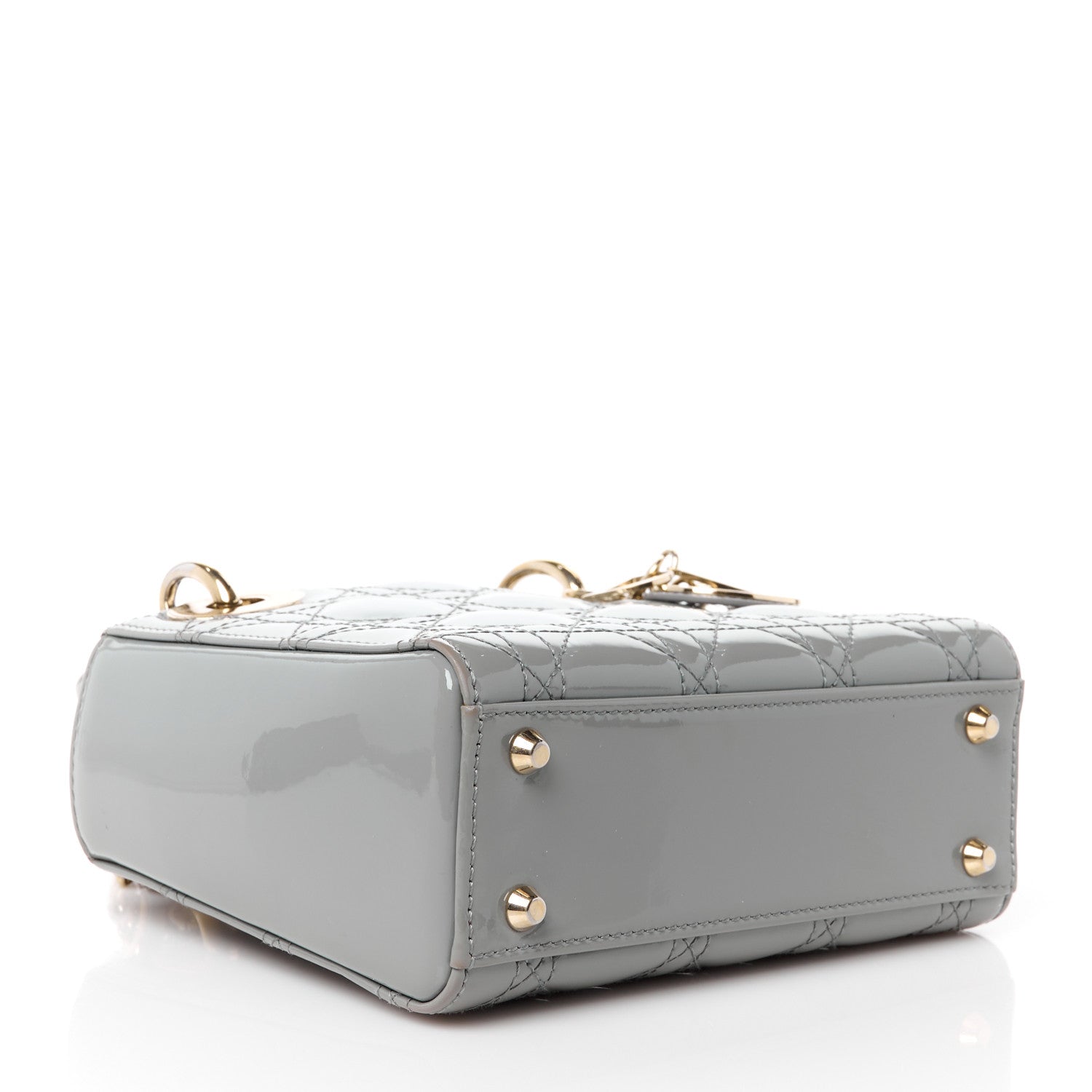 Christian Dior Patent Cannage Mini Lady Dior Grey Stone 4 of 11