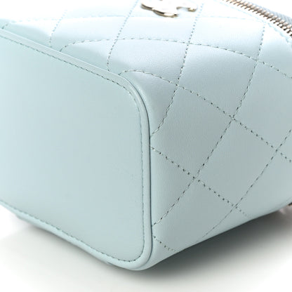 Chanel Lambskin Quilted Top Handle Mini Vanity Case With Chain Light Blue 10 of 10