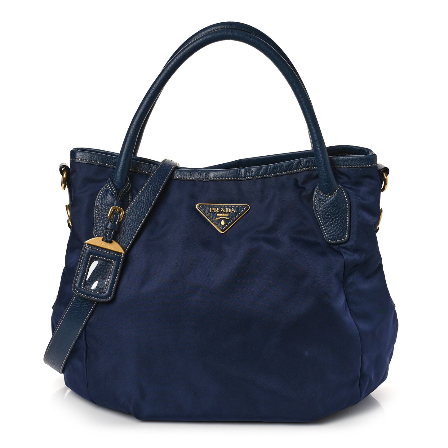 Tessuto Nylon Vitello Daino Tote Blue
