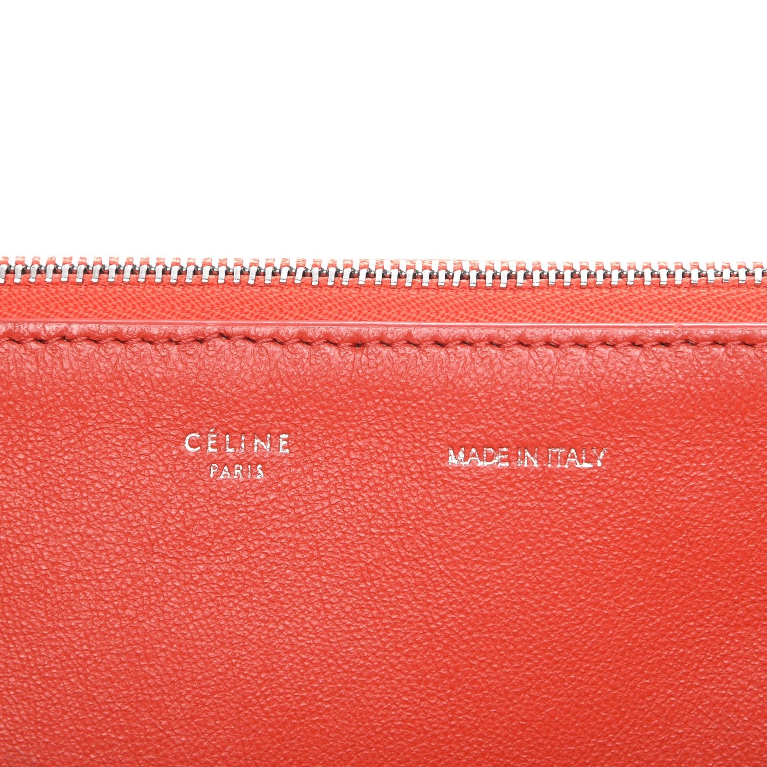Celine Drummed Calfskin Suede Double Zip Trapeze Vermillion 6 of 9