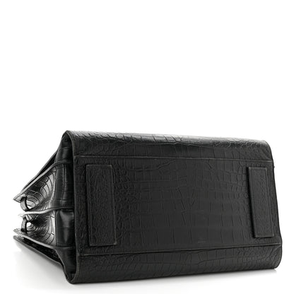 Saint Laurent Calfskin Crocodile Embossed Medium Supple Sac de Jour Black 4 of 11