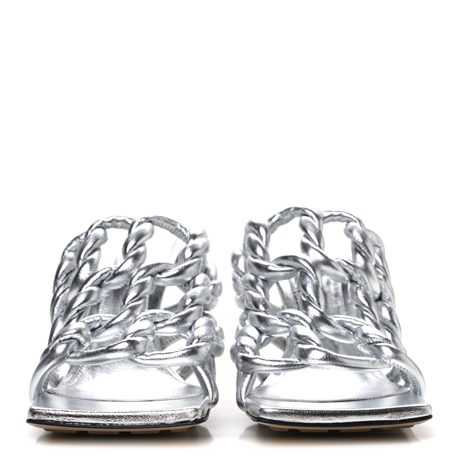 Bottega Veneta Reflection Weave Stretch Sandals 39 Silver 3 of 9
