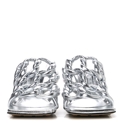 Bottega Veneta Reflection Weave Stretch Sandals 39 Silver 3 of 9