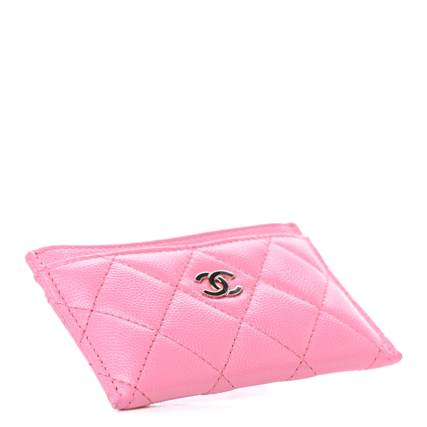 Caviar Quilted Card Holder Pink