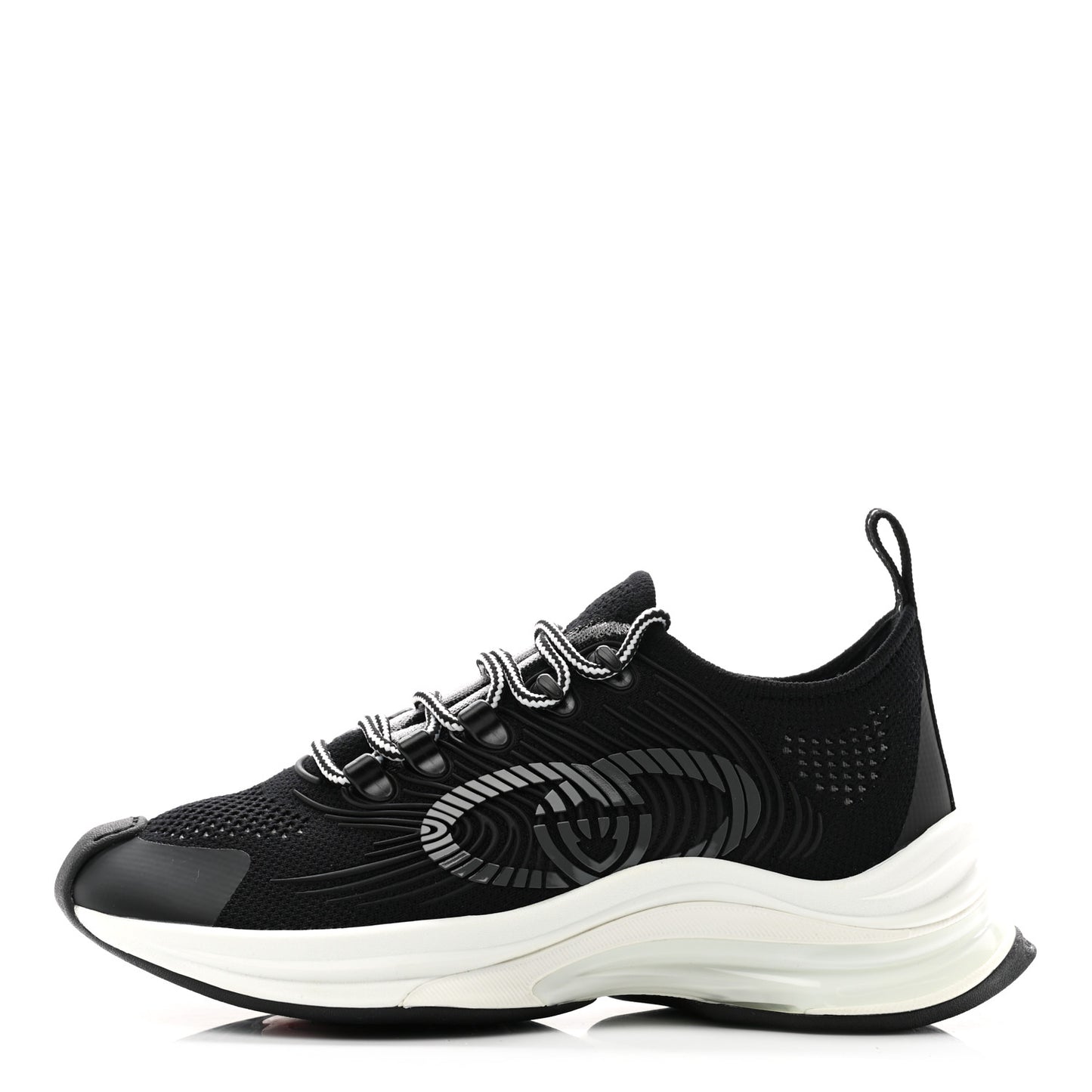 Technical Knit Fabric Waves Womens Gucci Run Sneakers 36.5 Black Loess