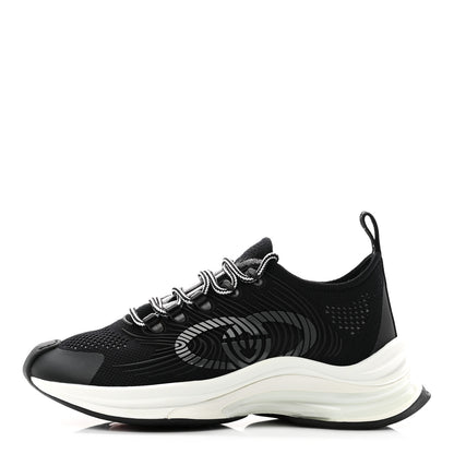 Gucci Technical Knit Fabric Waves Womens Gucci Run Sneakers 36.5 Black Loess 1 of 8