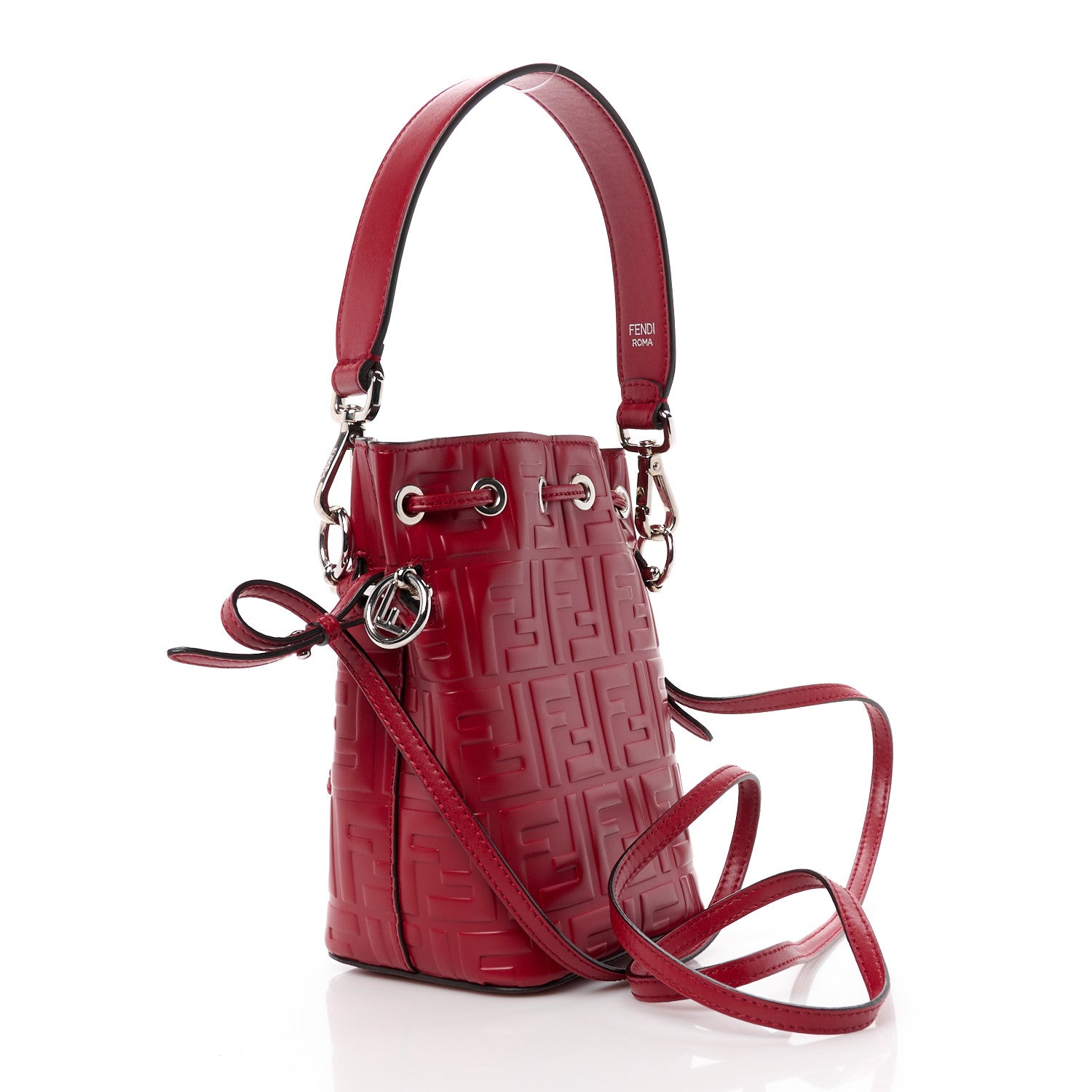 Fendi Vitello Liberty F is Fendi FF 1974 Embossed Mini Mon Tresor Bucket Bag Fragola 3 of 12