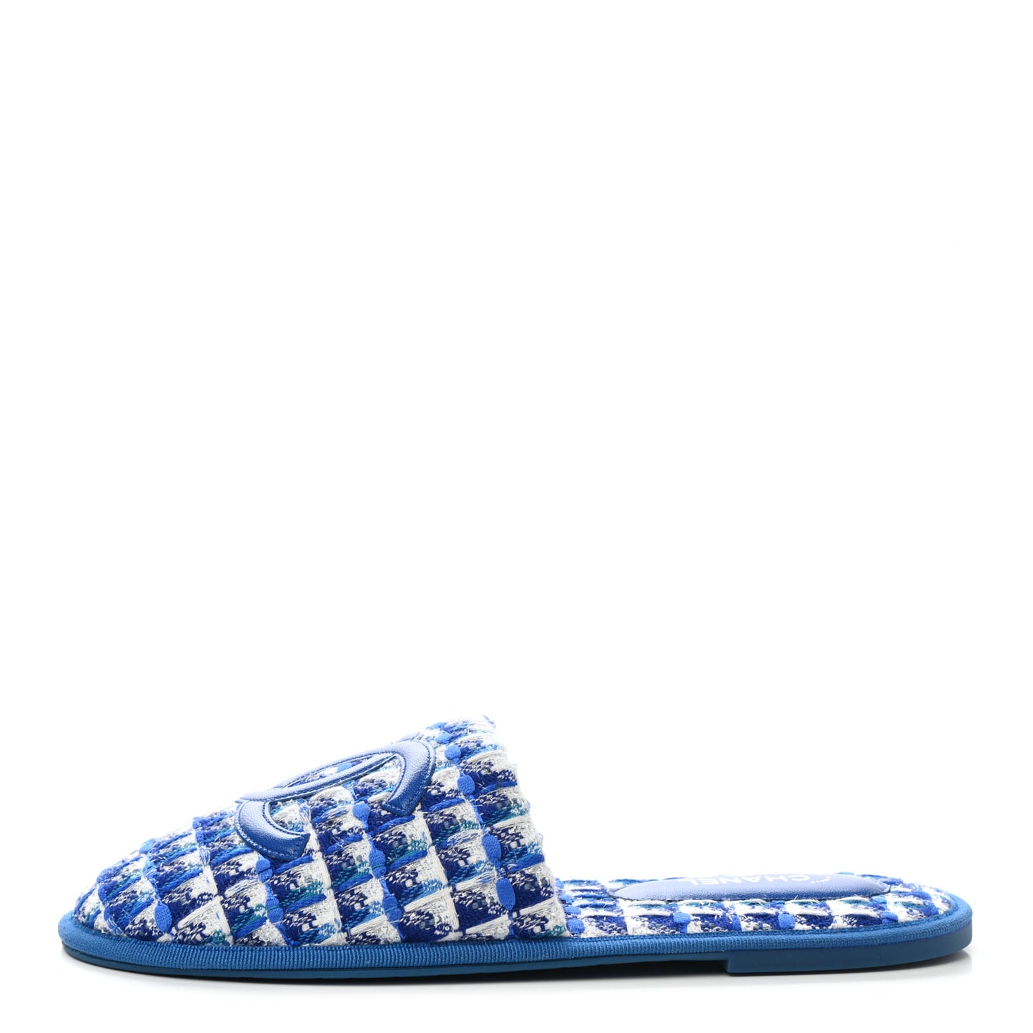 Tweed Flat Slipper Sandals M Blue