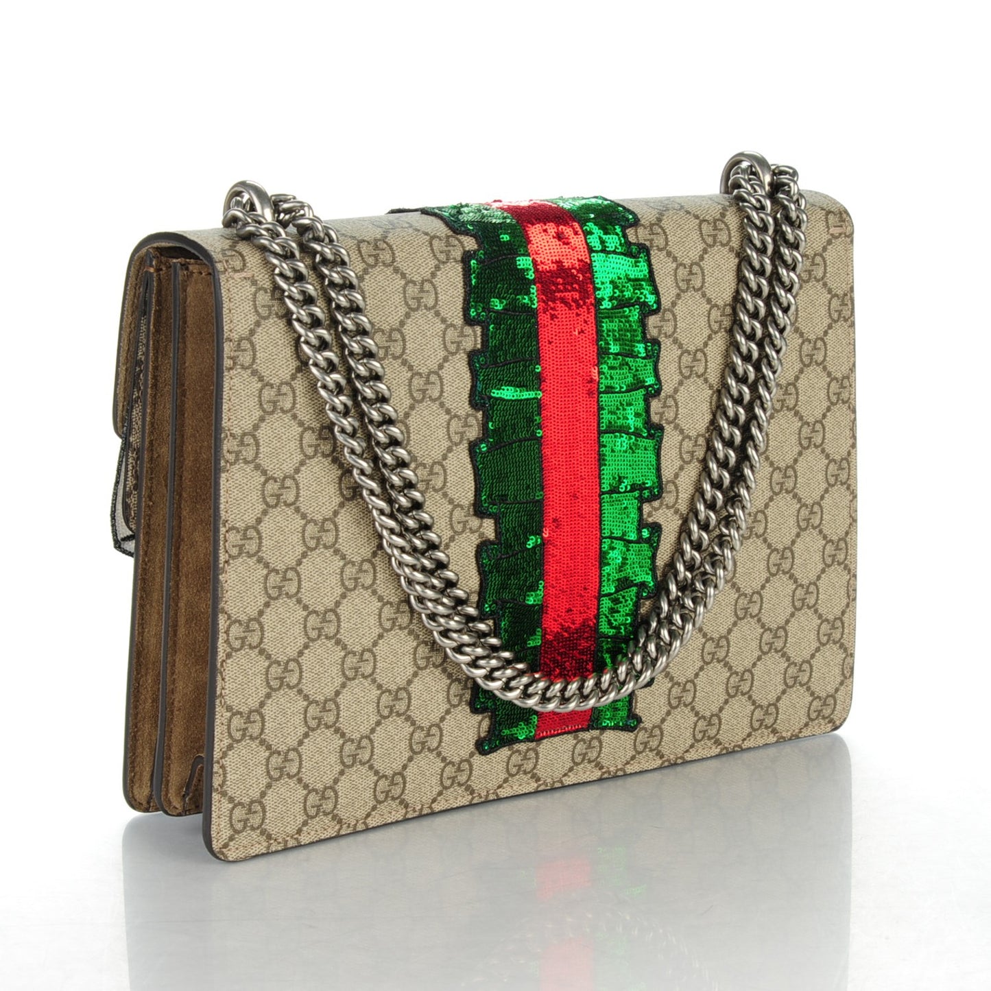 GG Supreme Monogram Lightning Embroidered Medium Dionysus Shoulder Bag Beige