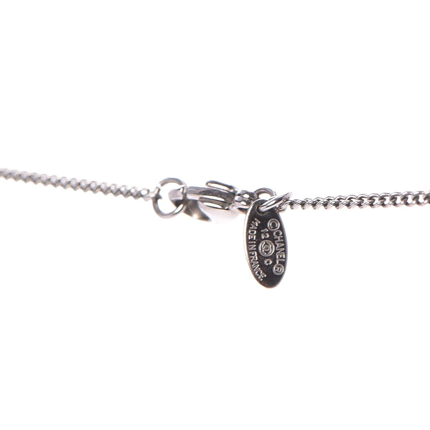 Chanel Crystal Large CC Necklace Silver 4 of 5