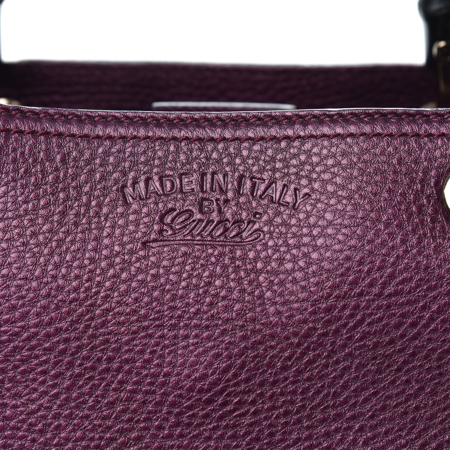 Pebbled Calfskin Medium Bamboo Shopper Tote Purple