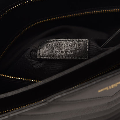 Saint Laurent Grain De Poudre Matelasse Chevron Medium Tribeca Shopping Bag Black 6 of 9