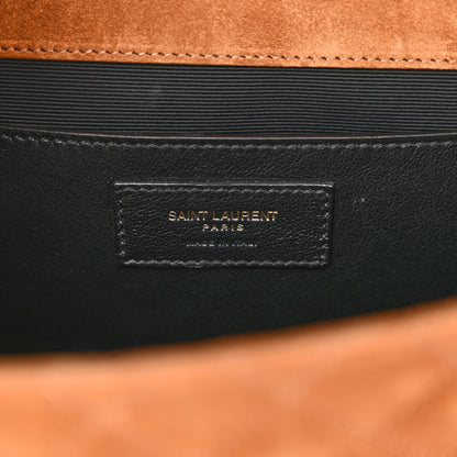 Saint Laurent Suede Mixed Matelasse Triquilt Medium Monogram Envelope Satchel Tan 6 of 12