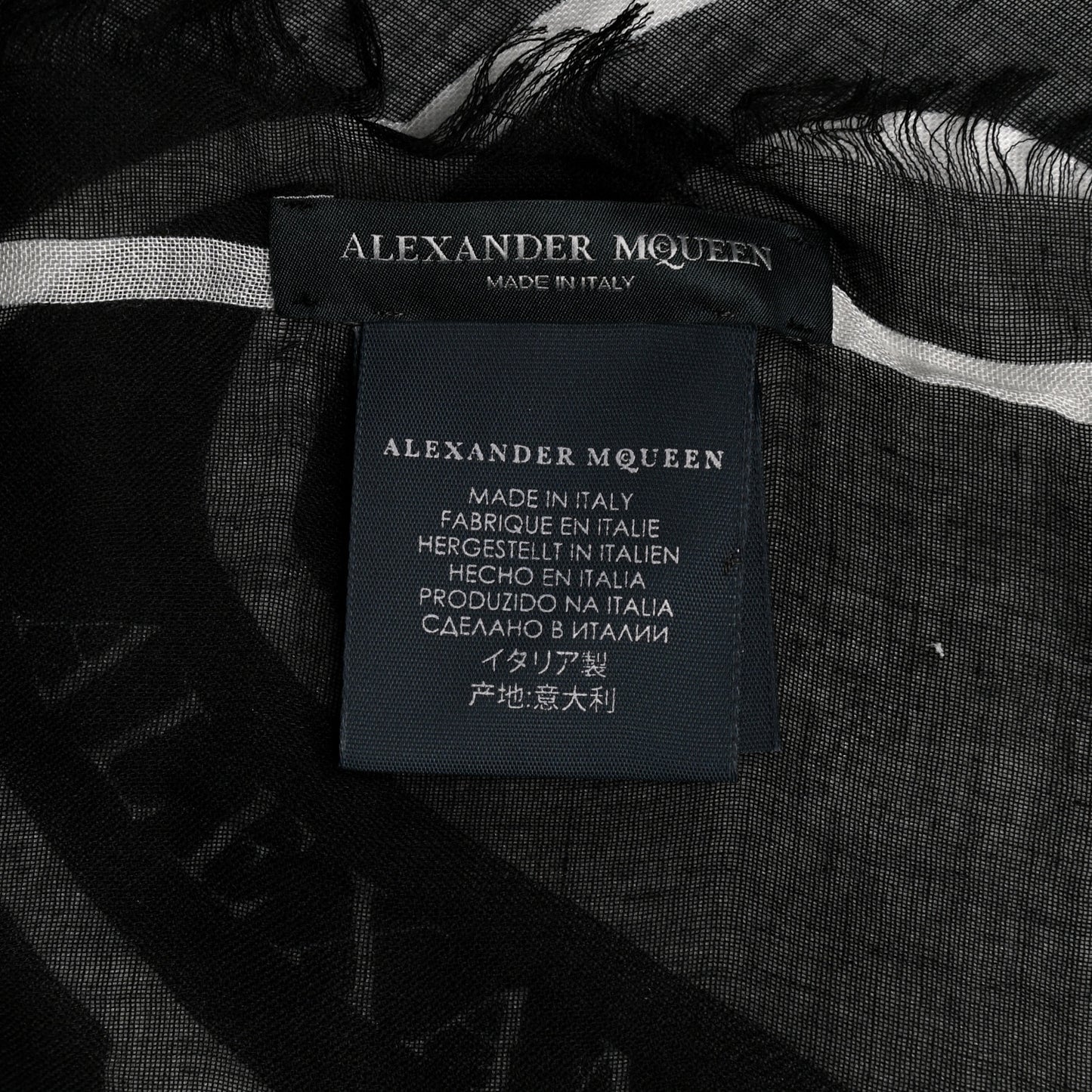 Silk Skull Scarf Black White