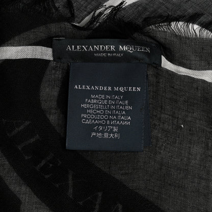 Alexander McQueen Silk Skull Scarf Black White 3 of 6