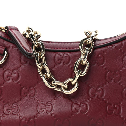 Gucci Lambskin Embossed Mini GG Half Moon Shoulder Bag Rosso Ancora 7 of 9