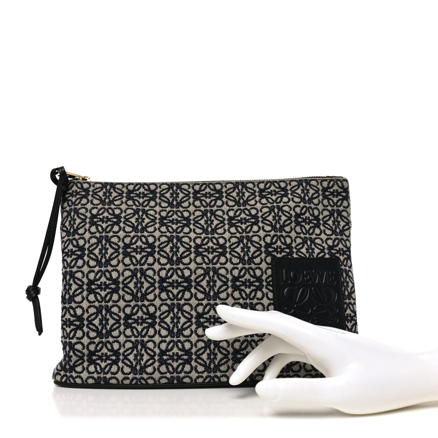Loewe Jacquard Anagram Calfskin Pouch Blue Beige 2 of 9