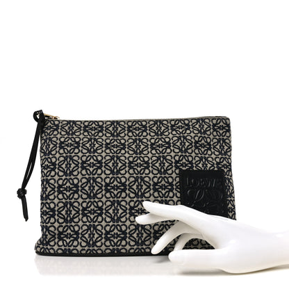 Loewe Jacquard Anagram Calfskin Pouch Blue Beige 2 of 9