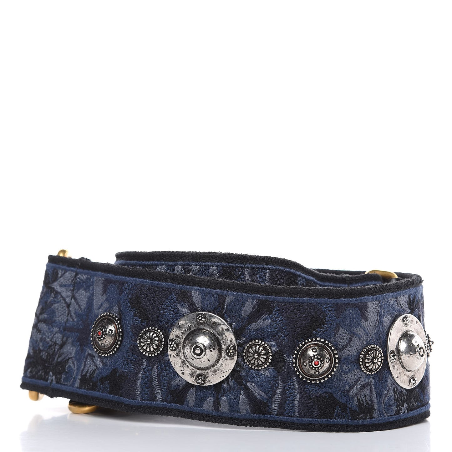 Canvas Embroidered Studded KaleiDiorscopic Adjustable Shoulder Strap Blue