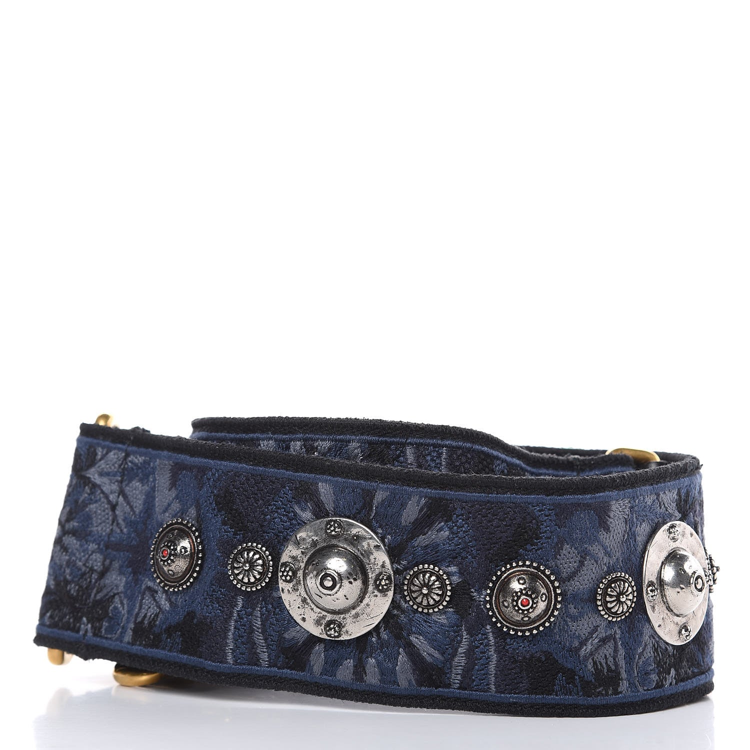 Christian Dior Canvas Embroidered Studded KaleiDiorscopic Adjustable Shoulder Strap Blue 2 of 3