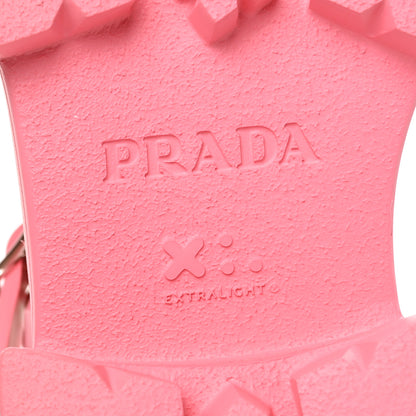 Prada Foam Rubber Metal Triangle Logo Monolith 55mm Cage Sandals 41 Begonia 8 of 8
