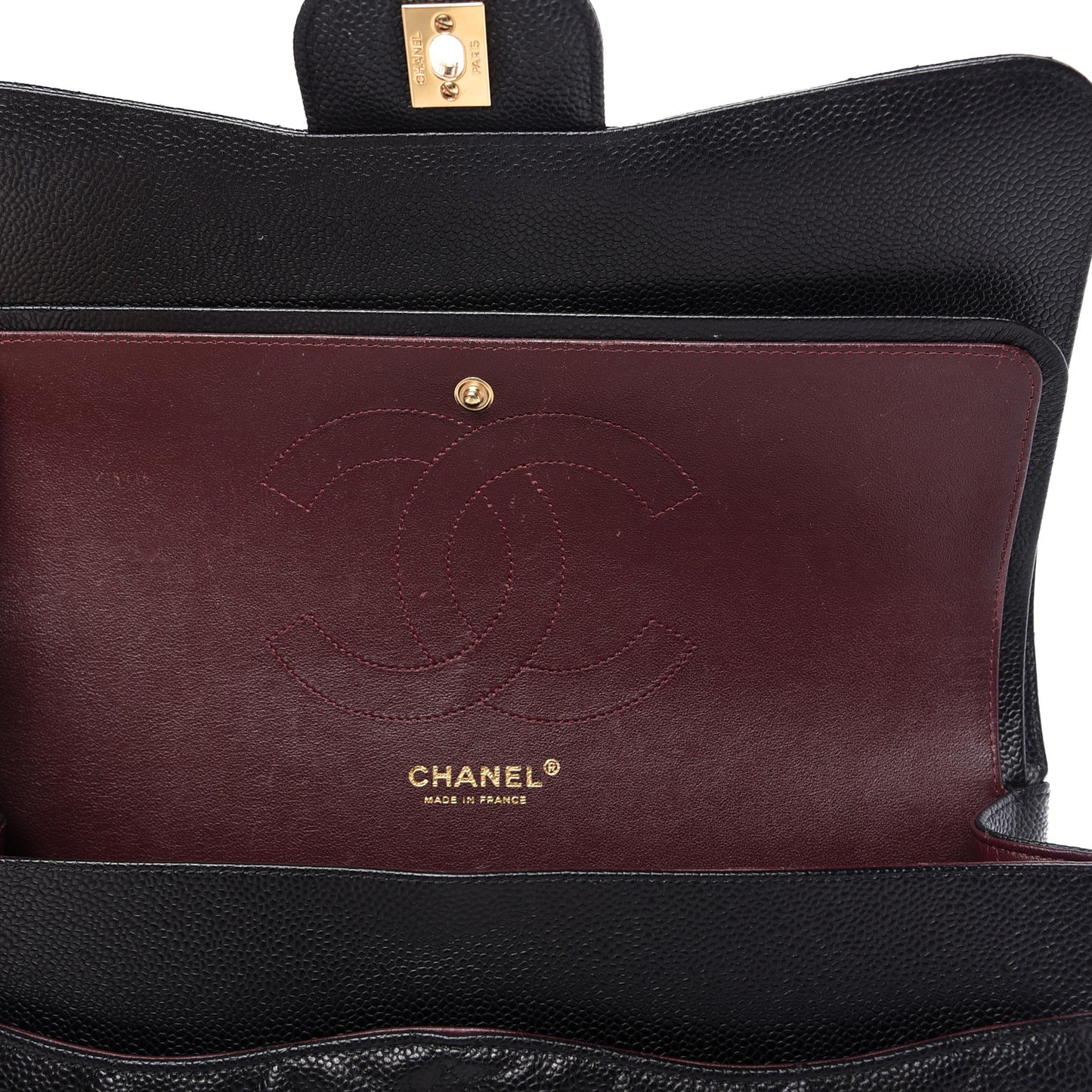 Caviar Quilted Jumbo Double Flap Black