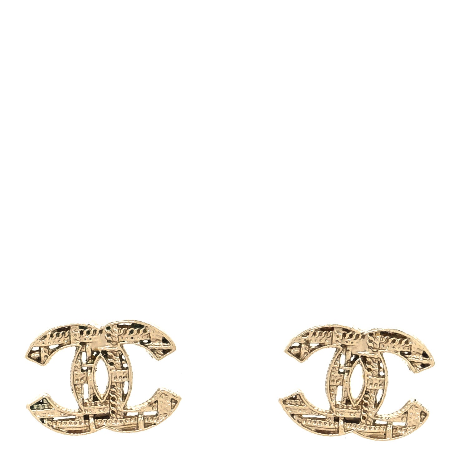 Chanel Tweed Effect CC Earrings Gold 1 of 4