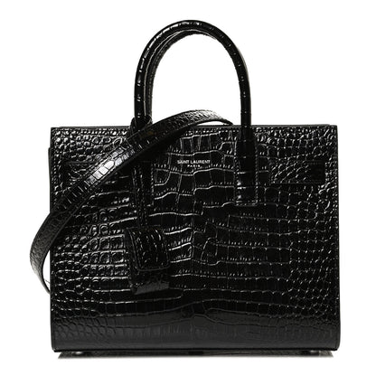 Saint Laurent Calfskin Crocodile Embossed Nano Sac De Jour Black 2 of 10