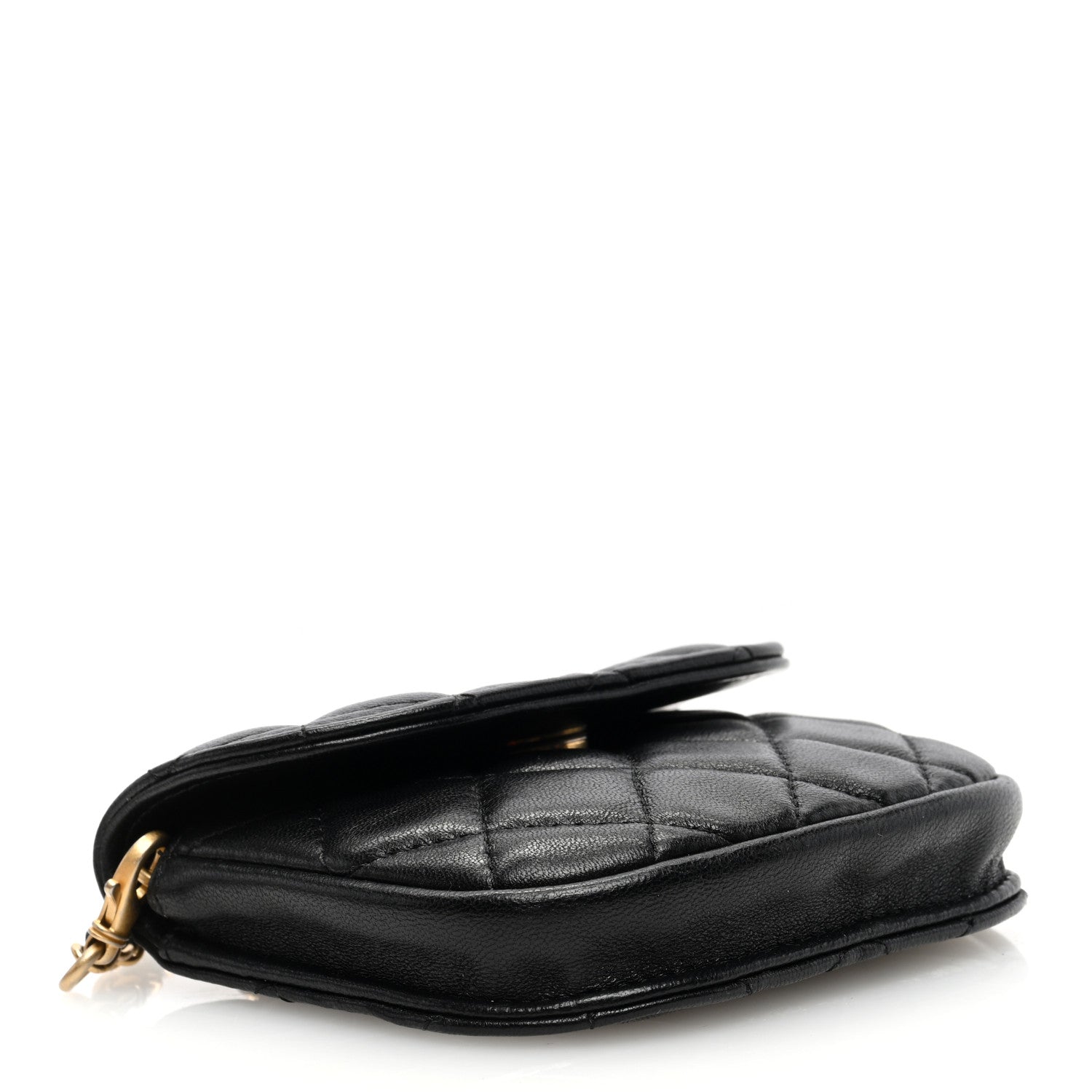 Chanel Lambskin Quilted Pearl Crush Waist Bag Black 4 of 10