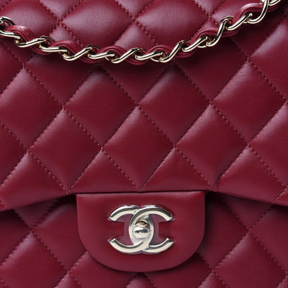 Chanel Lambskin Quilted Jumbo Double Flap Burgundy 10 of 11