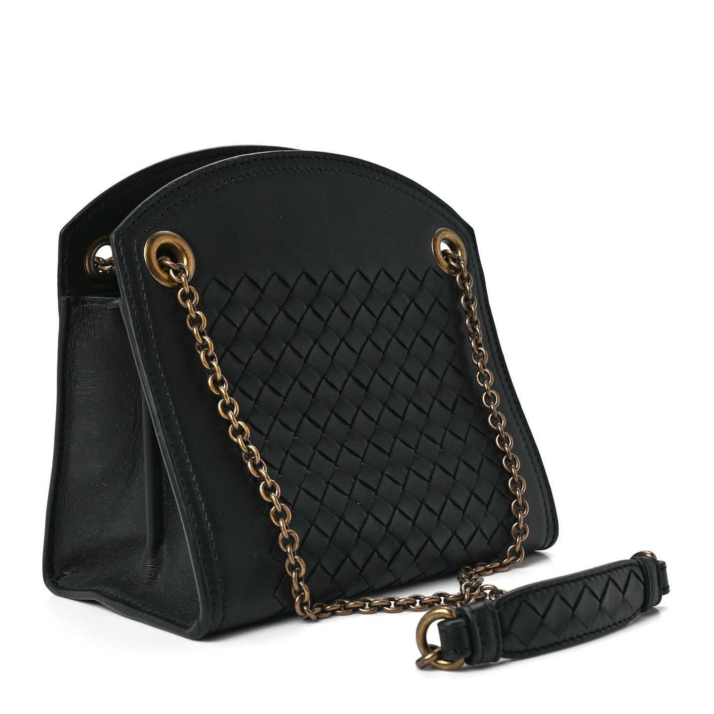 Nappa Intrecciato Chain Crossbody Black