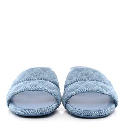 Chanel Denim Quilted Mules 38 Blue 3 of 10