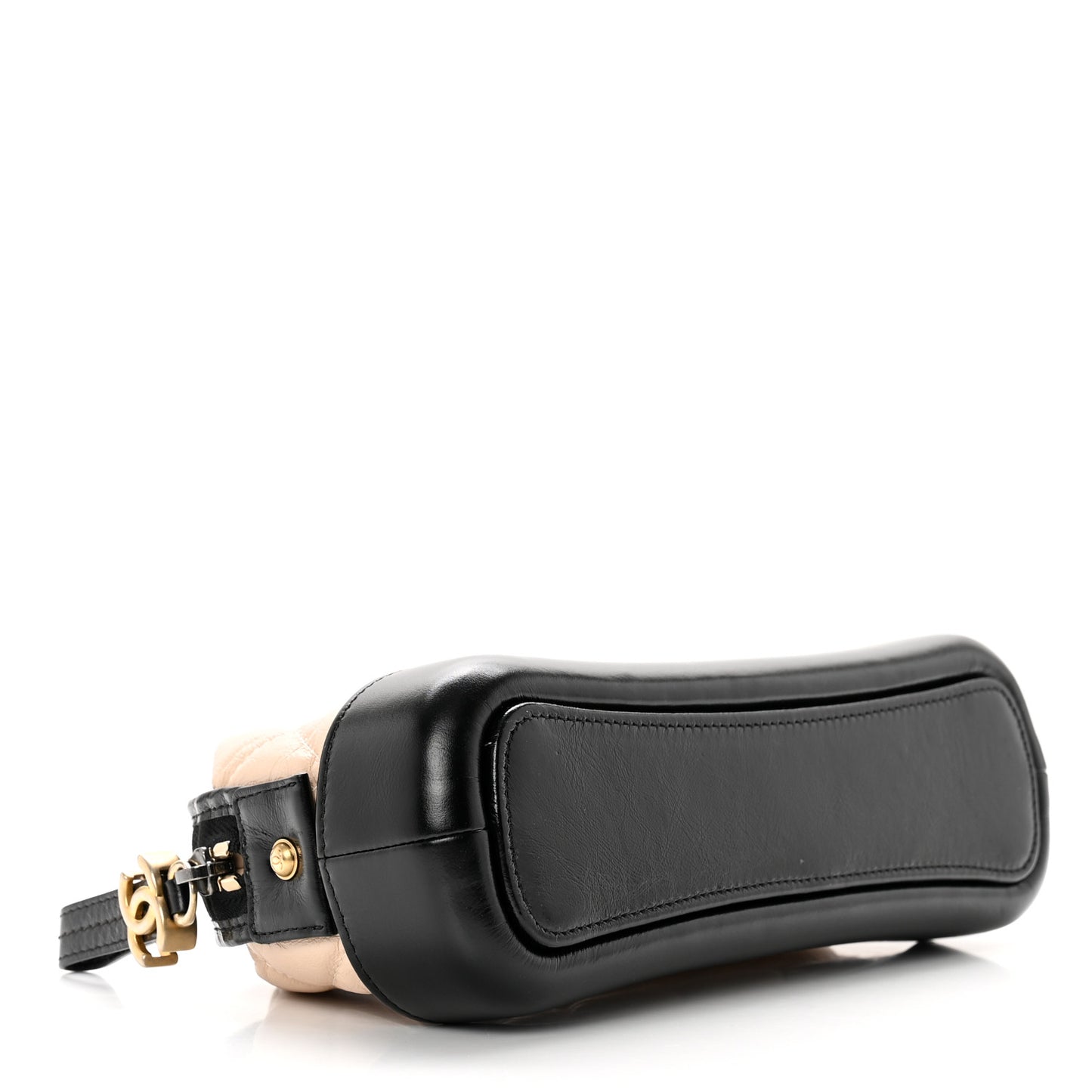 Aged Calfskin Quilted Gabrielle Classic Pouch Beige Black