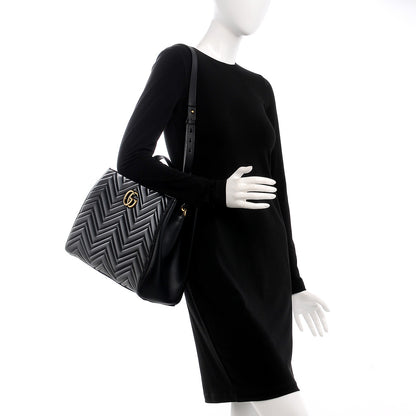 Gucci Calfskin Matelasse Medium GG Marmont Tote Black 2 of 11