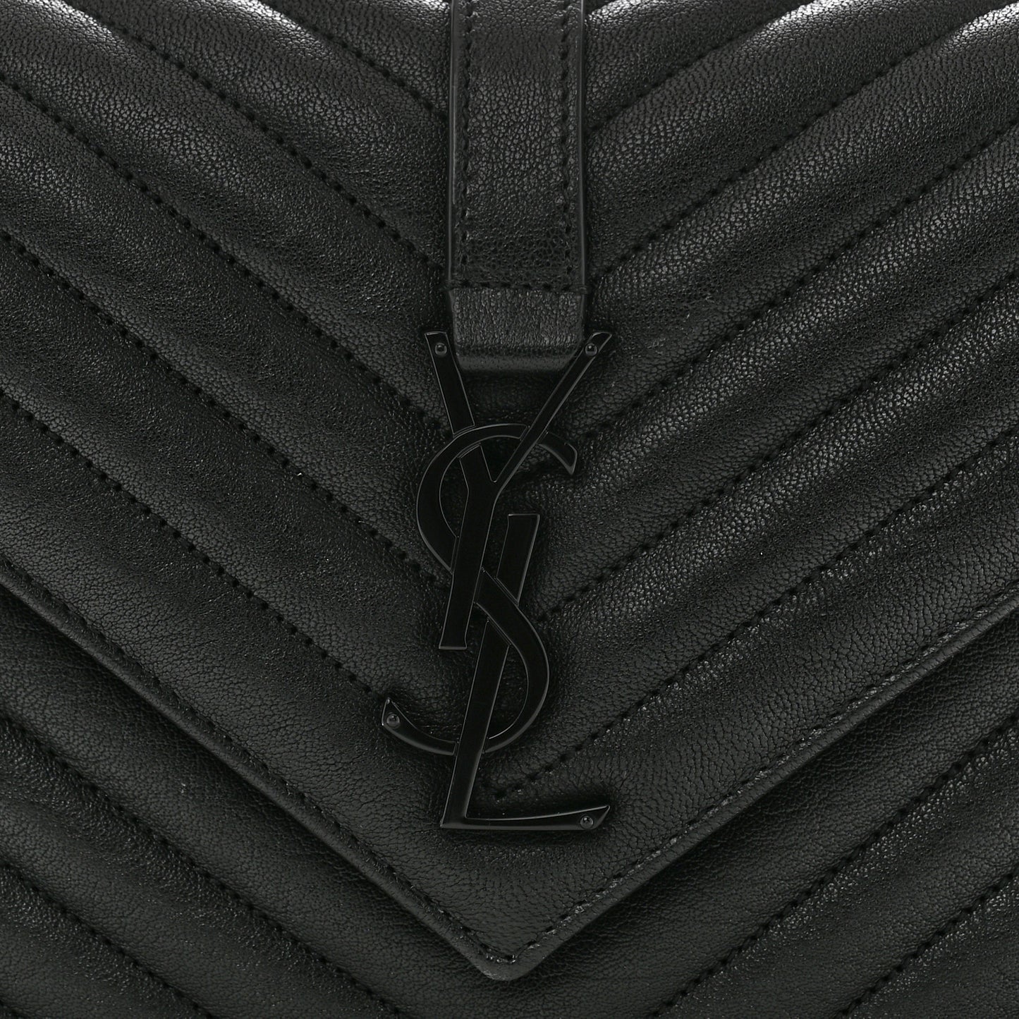 Sheepskin Matelasse Chevron Monogram Monochrome Medium College Bag Black