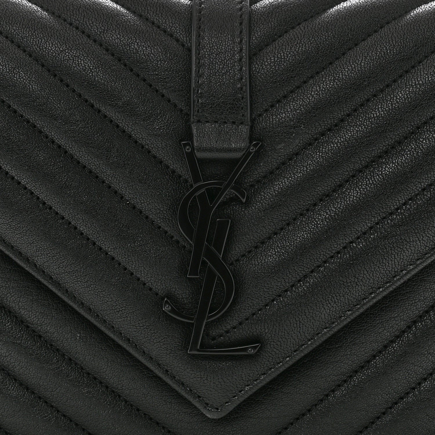 Saint Laurent Sheepskin Matelasse Chevron Monogram Monochrome Medium College Bag Black 8 of 11