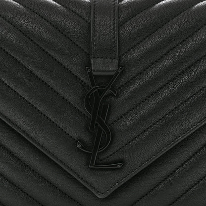 Saint Laurent Sheepskin Matelasse Chevron Monogram Monochrome Medium College Bag Black 8 of 11