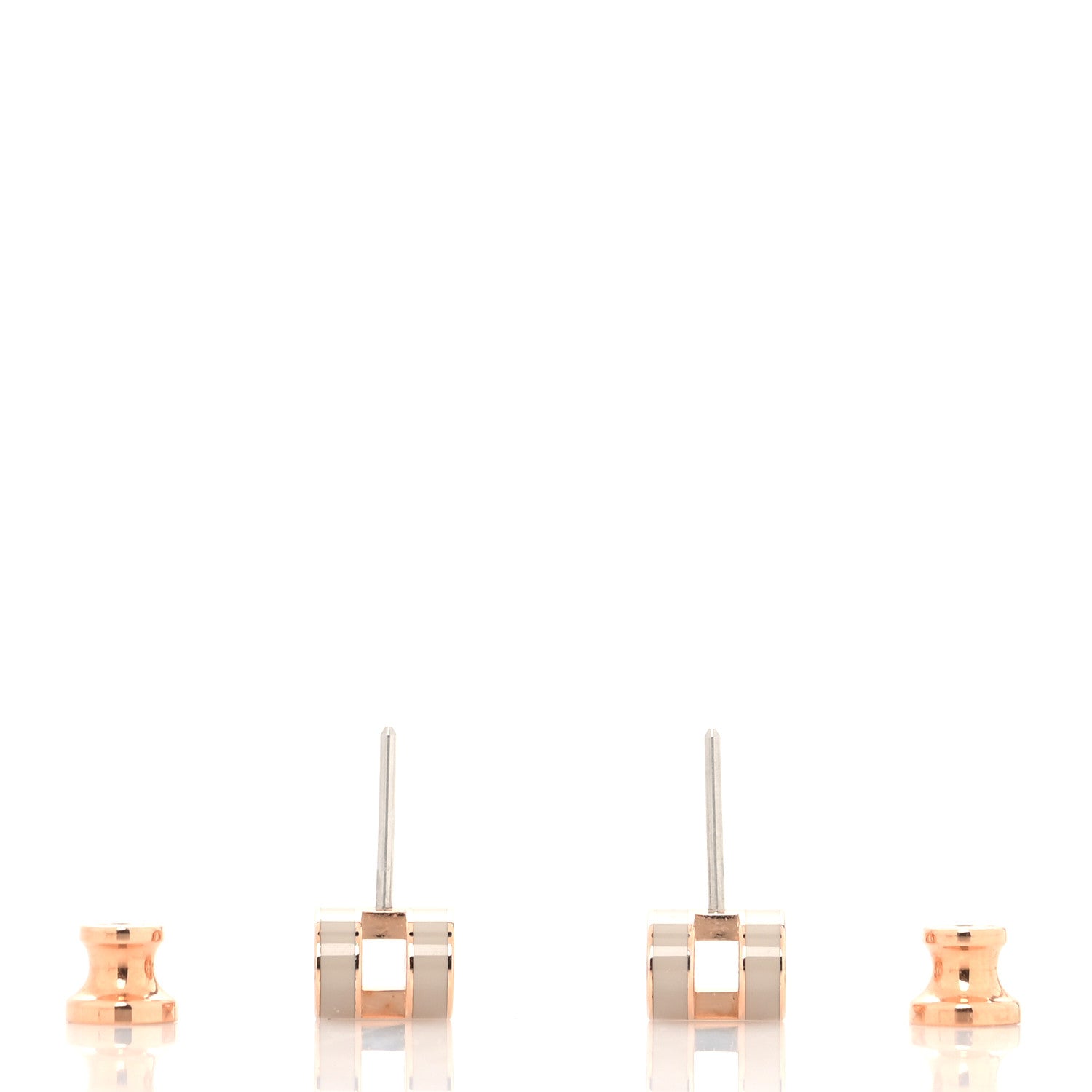 Hermes Rose Gold Lacquered Mini Pop H Earrings Marron Glace 3 of 5