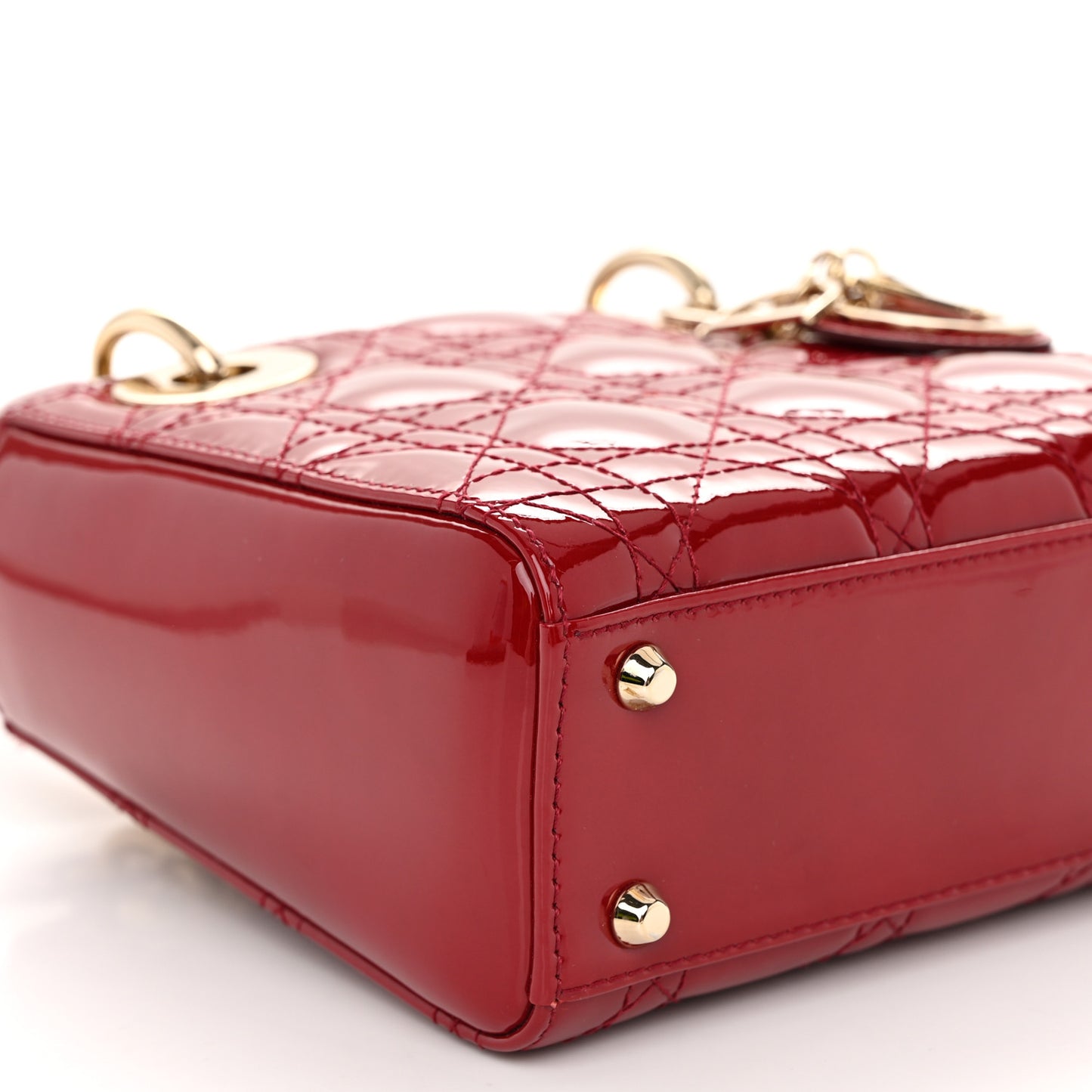 Patent Cannage Mini Lady Dior Red