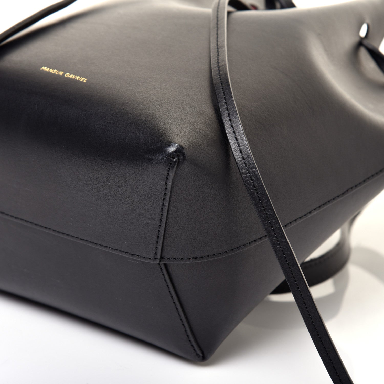 Mansur Gavriel Vegetable Tanned Calfskin Mini Bucket Bag Black Flamma 7 of 9