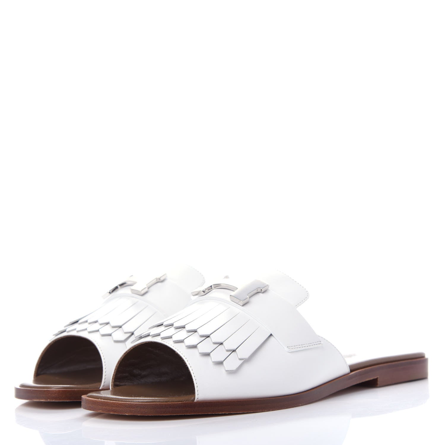 Hermes Calfskin Auteuil Sandals 37 White 3 of 9