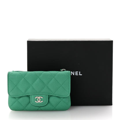 Chanel Iridescent Caviar Quilted Flap Zip Card Holder Green 9 of 9