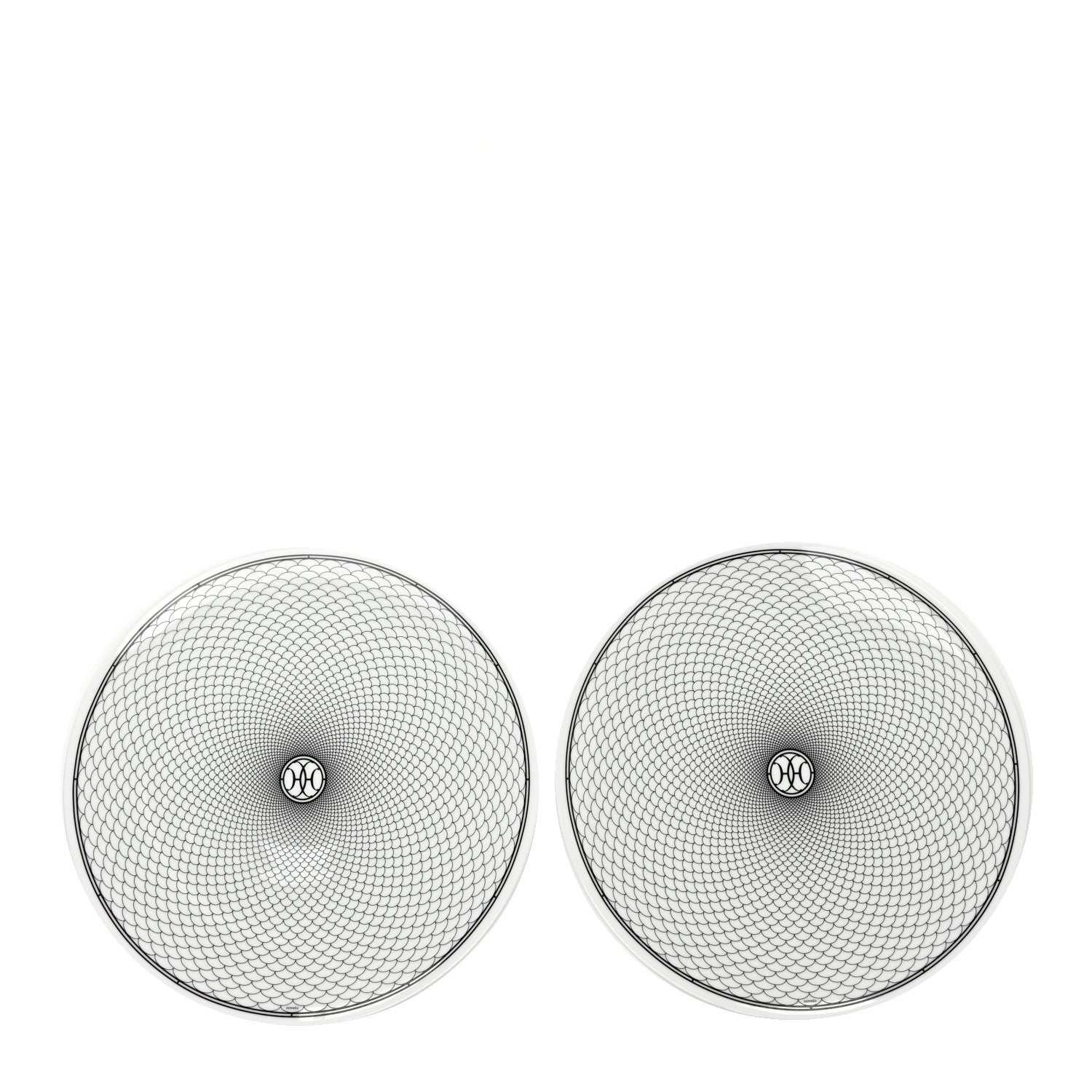 Hermes Porcelain H Deco Dinner Plate Set of 2 Black White 1 of 5