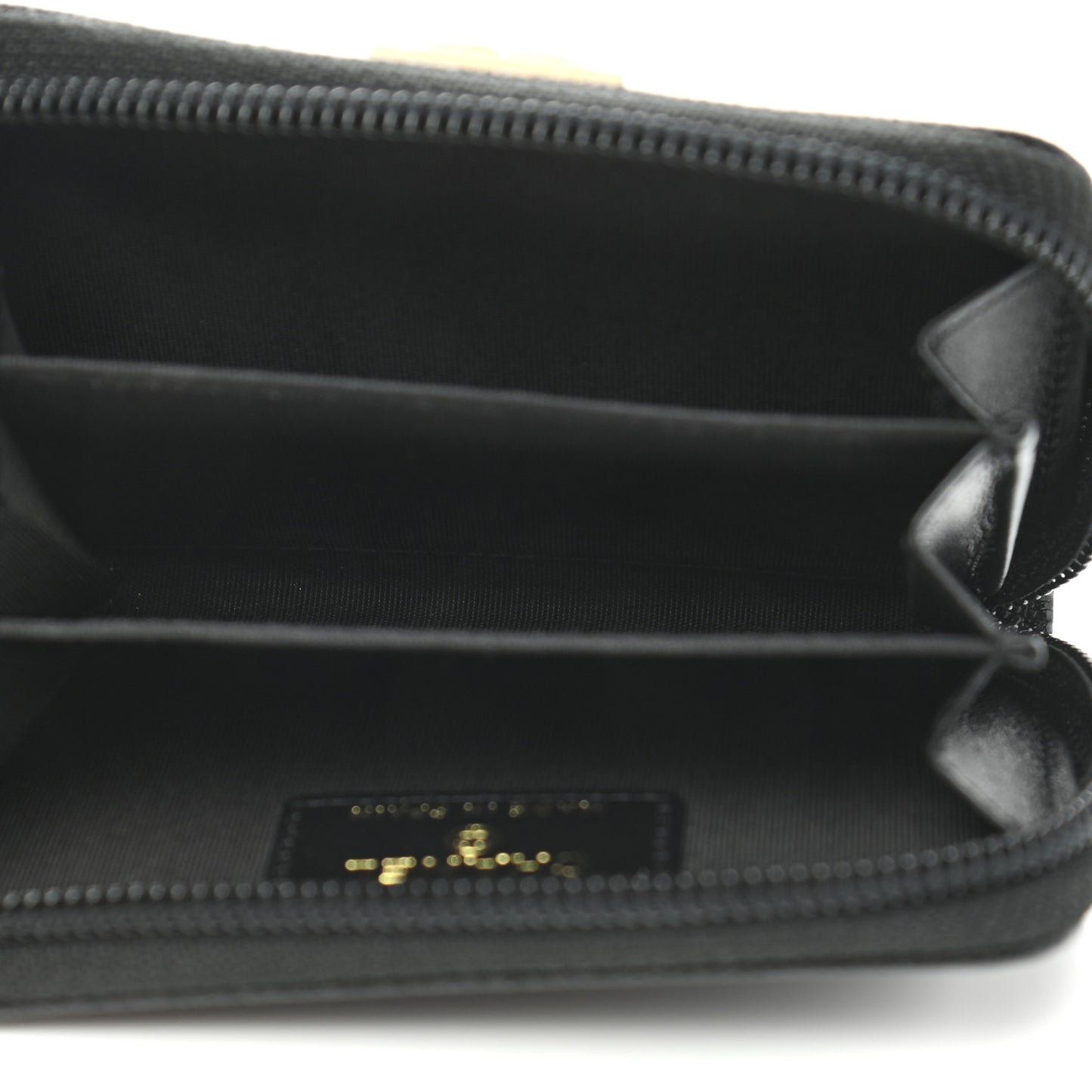 Caviar Quilted Boy Zip Around Coin Purse Wallet Black